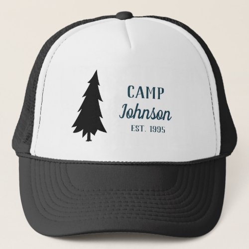 Pine Tree Rustic Family Camp Trucker Hat