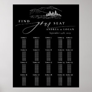 Pine Tree Rustic Mountains Wedding Seating Chart