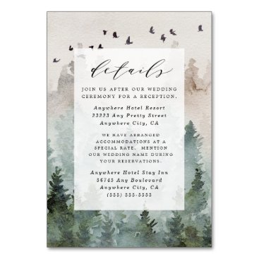 Pine Tree Rustic Watercolor Wedding Enclosure Card