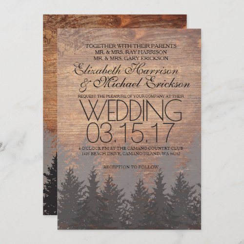 Pine Tree Rustic Wedding Invitation