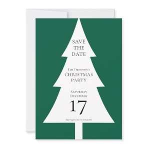 Pine Tree Shape Christmas Green Save the Date Invitation