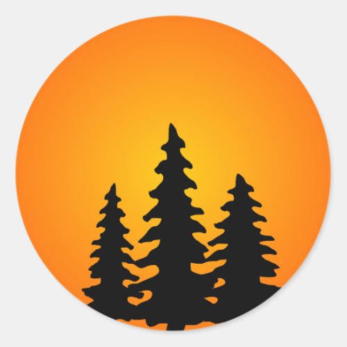 Pine Tree Silhouette Classic Round Sticker