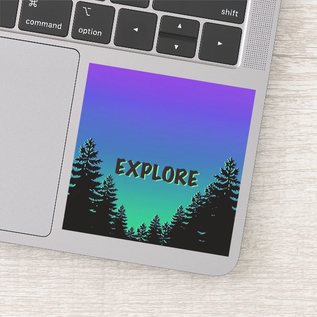 Pine tree silhouette- explore the great outdoors  sticker (Detail)