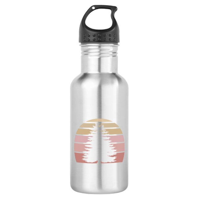 Pine Tree Silhouette Stainless Steel Water Bottle (Front)
