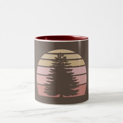 Pine Tree Silhouette Two_Tone Coffee Mug