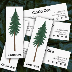 Pine Tree Simple Minimalist Unique Nature Forest Mini Business Card