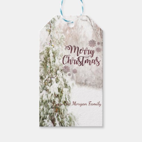 Pine Tree Snow Holiday Gift Tags
