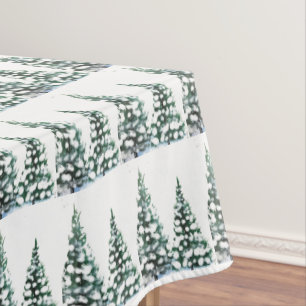 Pine tree Snow Winter Christmas Elegant pattern Tablecloth