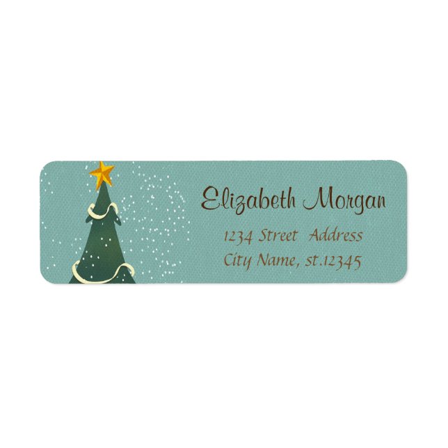 Pine Tree Star Green Christmas Label (Front)