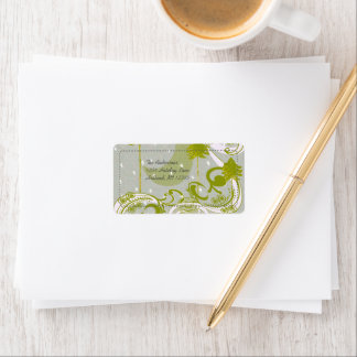 Pine Tree Star Swirls Gray Damask Return Address Label