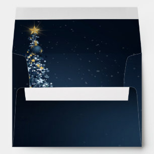 Pine Tree, Stars Blue Envelope