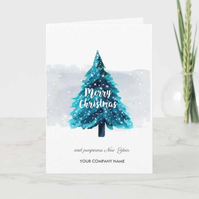 Pine Tree Stars Merry Christmas Holiday Card (Front)