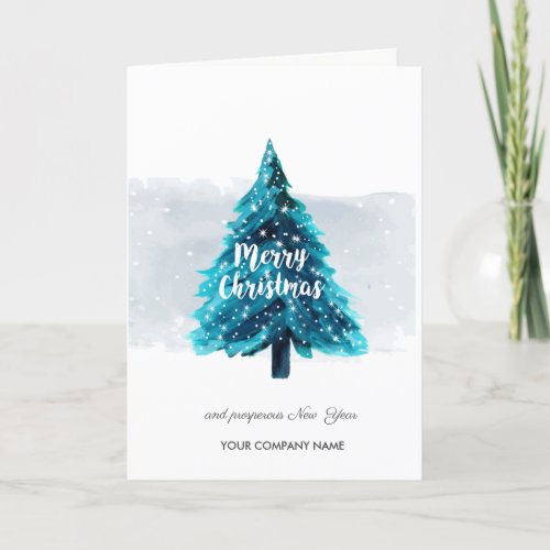 Pine Tree Stars Merry Christmas Holiday Card