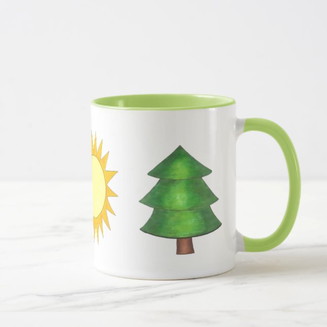 Pine Tree Sun Mountain Climbing Hiking Camp Nature Mug (Right)