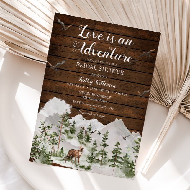 Pine Tree The Adventure Begins Bridal Shower Invitation (Creator Uploaded)