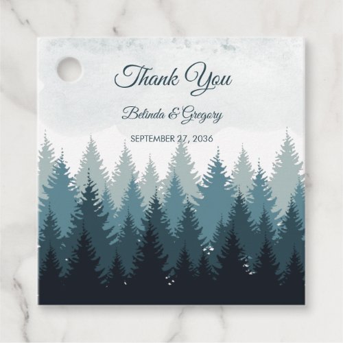 Pine Tree Watercolor Forest Rustic Wedding Favor Tags