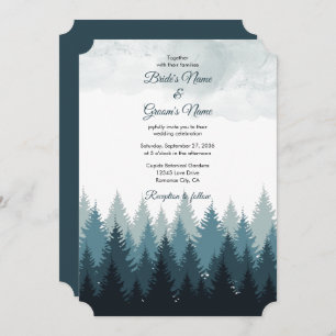 Pine Tree Watercolor Forest Rustic Wedding Invitation