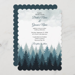 Pine Tree Watercolor Forest Rustic Wedding Invitation