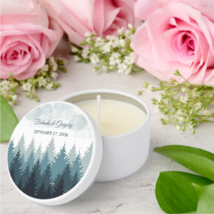 Pine Tree Watercolor Forest Rustic Wedding Mini Candle Favors