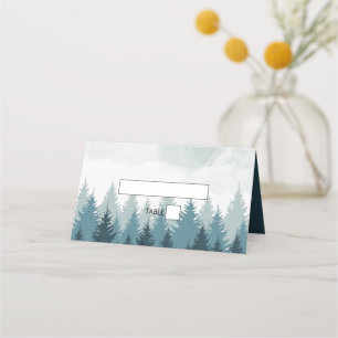 Pine Tree Watercolor Forest Rustic Wedding Place Card
