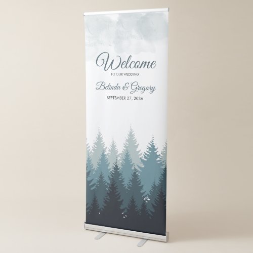 Pine Tree Watercolor Forest Wedding Welcome Sign