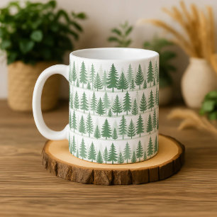 Pine Tree Watercolor Mug Forest Greenery Botanical