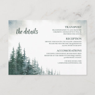 Pine Tree Wedding Detail Card Info Enclosure