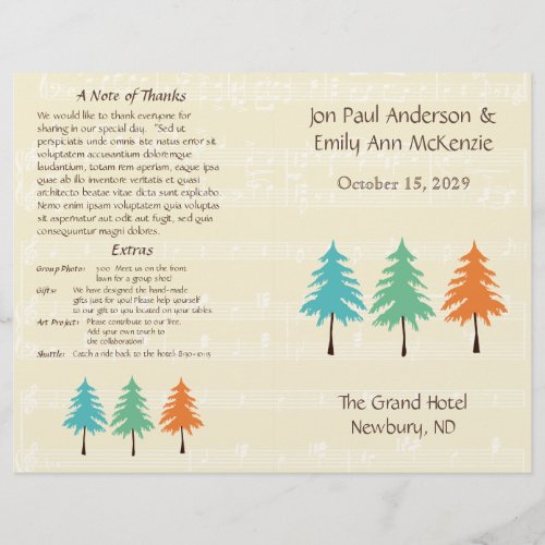 Pine Tree Wedding Program