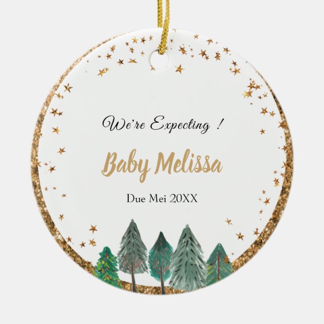 Pine Tree We're Expecting Parents Ornament (Front)