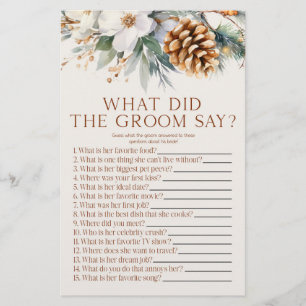 Pine Tree What The Groom Say Bridal Shower Game Stationery