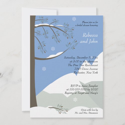 Pine Tree Winter 5x7 Bridal Shower Invitation
