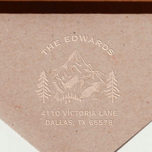 Pine-tree Winter Mountain Family Return Address Embosser