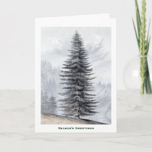 Pine Tree Winter Snow Christmas Mountains Country Holiday Card