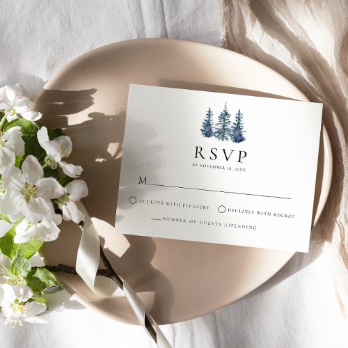 Pine Tree Winter Wedding RSVP Enclosure Card
