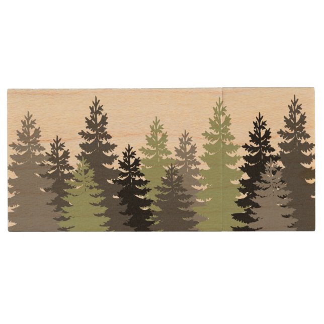 Pine Tree with Name Wood Flash Drive (Front)