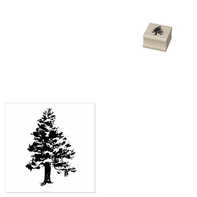 Pine Tree with Snow Christmas Holiday Rubber Stamp (Stamped)