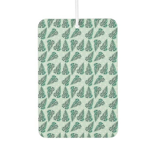 Pine Tree With Snowflakes Pattern Green White Air Freshener (Front)