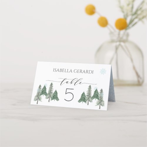 Pine tree Woodland Winter Forest Place Card