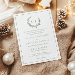 Pine Tree Wreath Monogram Sage Green Wedding Invitation<br><div class="desc">Elegant & classic monogram pine tree wreath sage green winter wedding invitation.</div>