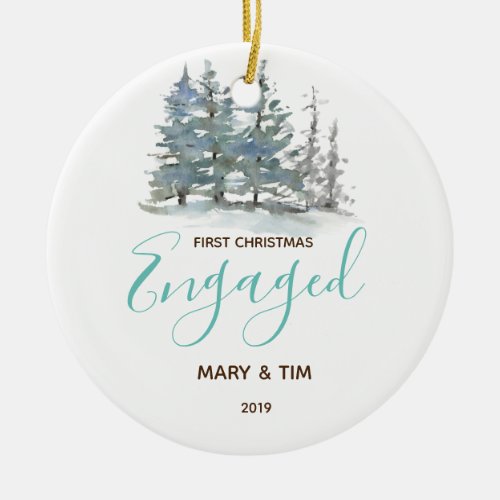 Pine trees 1st Christmas Engaged Ornament Gift