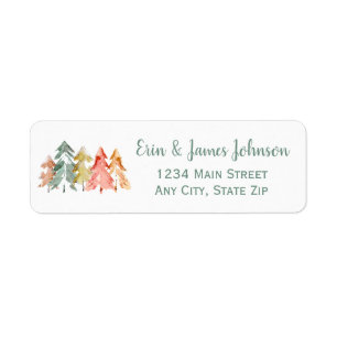 Pine Trees Abstract Watercolor Label