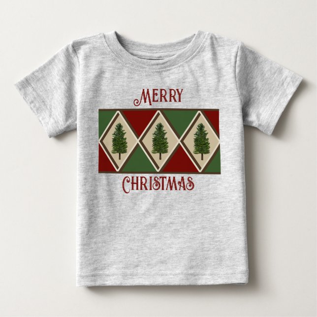Pine Trees and Harlequin Baby T-Shirt (Front)