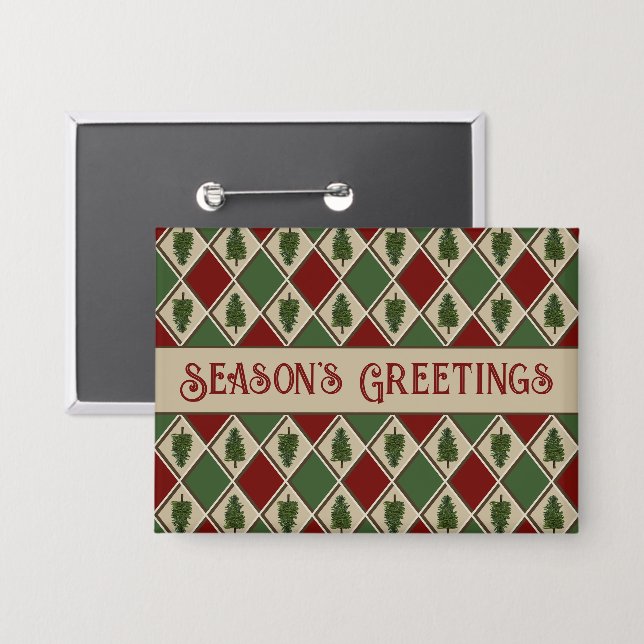Pine Trees and Harlequin Button (Front/Back)