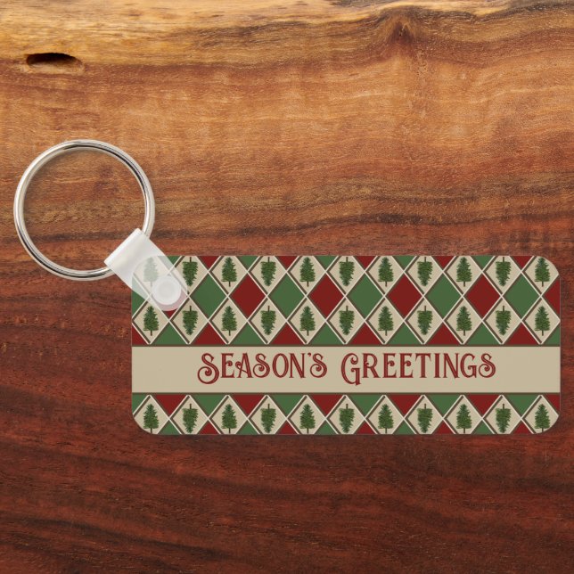 Pine Trees and Harlequin Keychain (Back)
