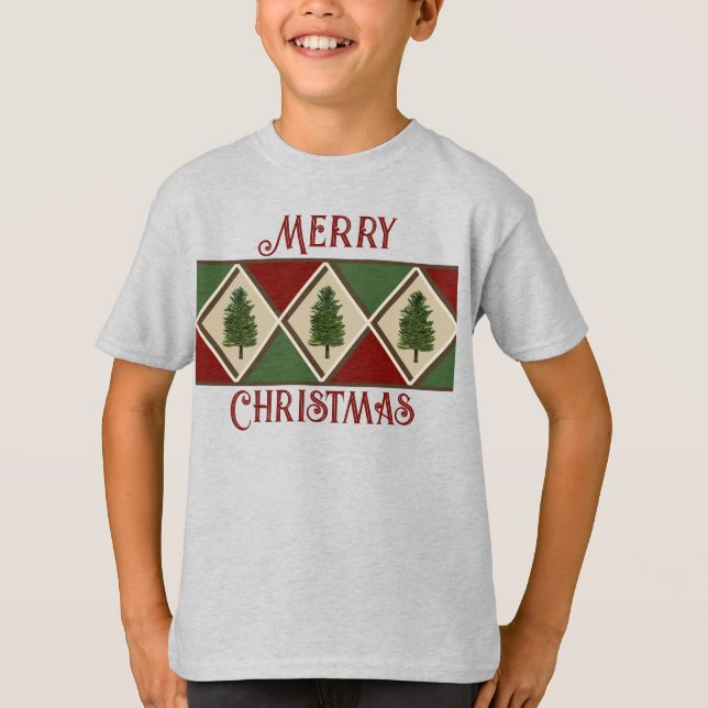 Pine Trees and Harlequin Kids Top (Front)