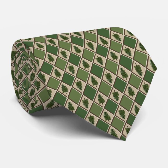 Pine Trees and Harlequin Neck Tie (Rolled)
