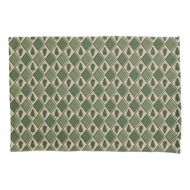 Pine Trees and Harlequin Pillowcase (Front)