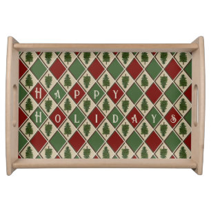 Pine Trees and Harlequin Serving Tray