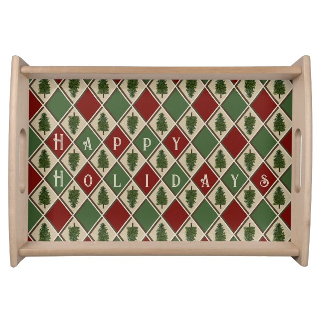 Pine Trees and Harlequin Serving Tray (Front)