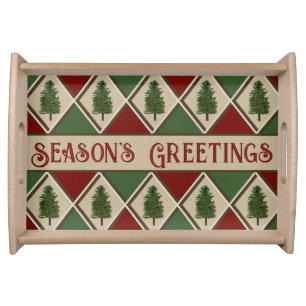 Pine Trees and Harlequin Serving Tray